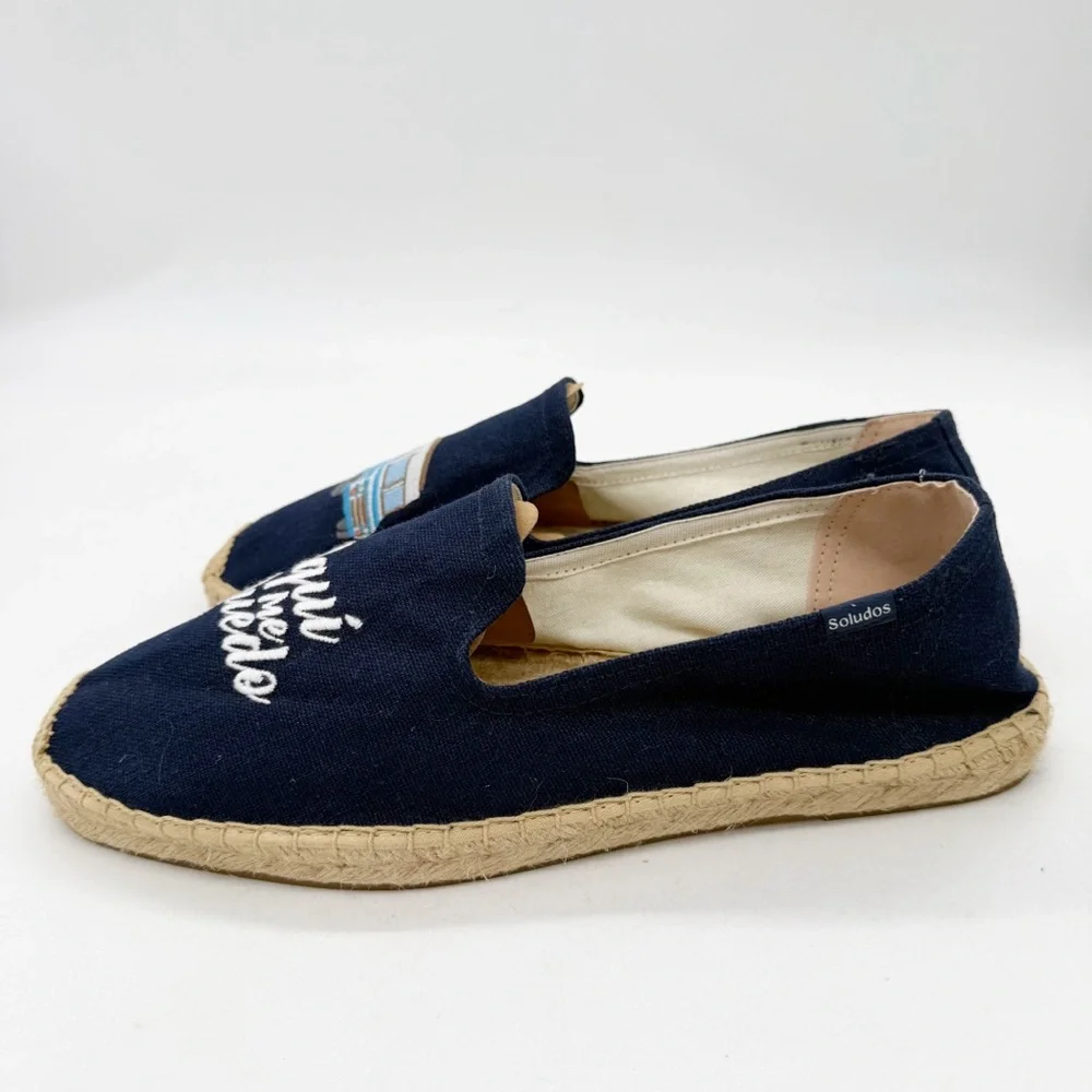 Soludos x Rosewood Aqui Me Quedo Navy Blue Slip-On Espadrille Size 13 Vacation
